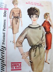 4070 60s SIMPLICITY SIMPLE TO MAKE DROP SHOULDER SLIM DRESS PATTERN 16 36"
